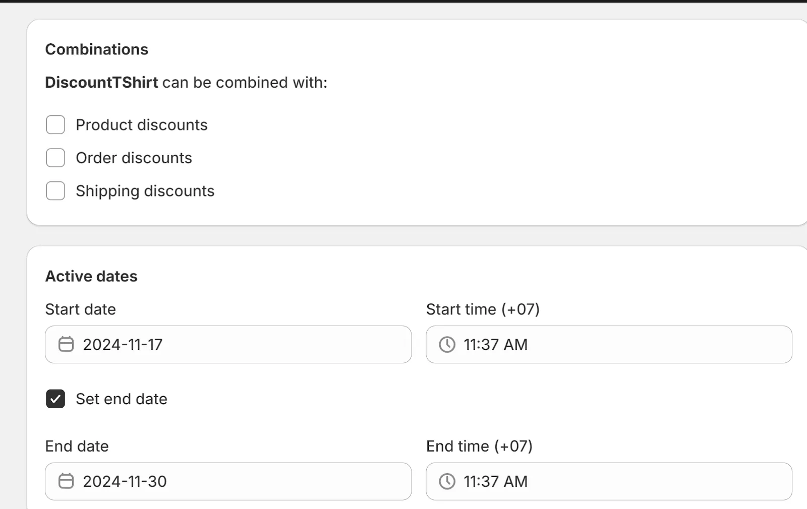 Step 7: Configure Combinations and Activation Dates